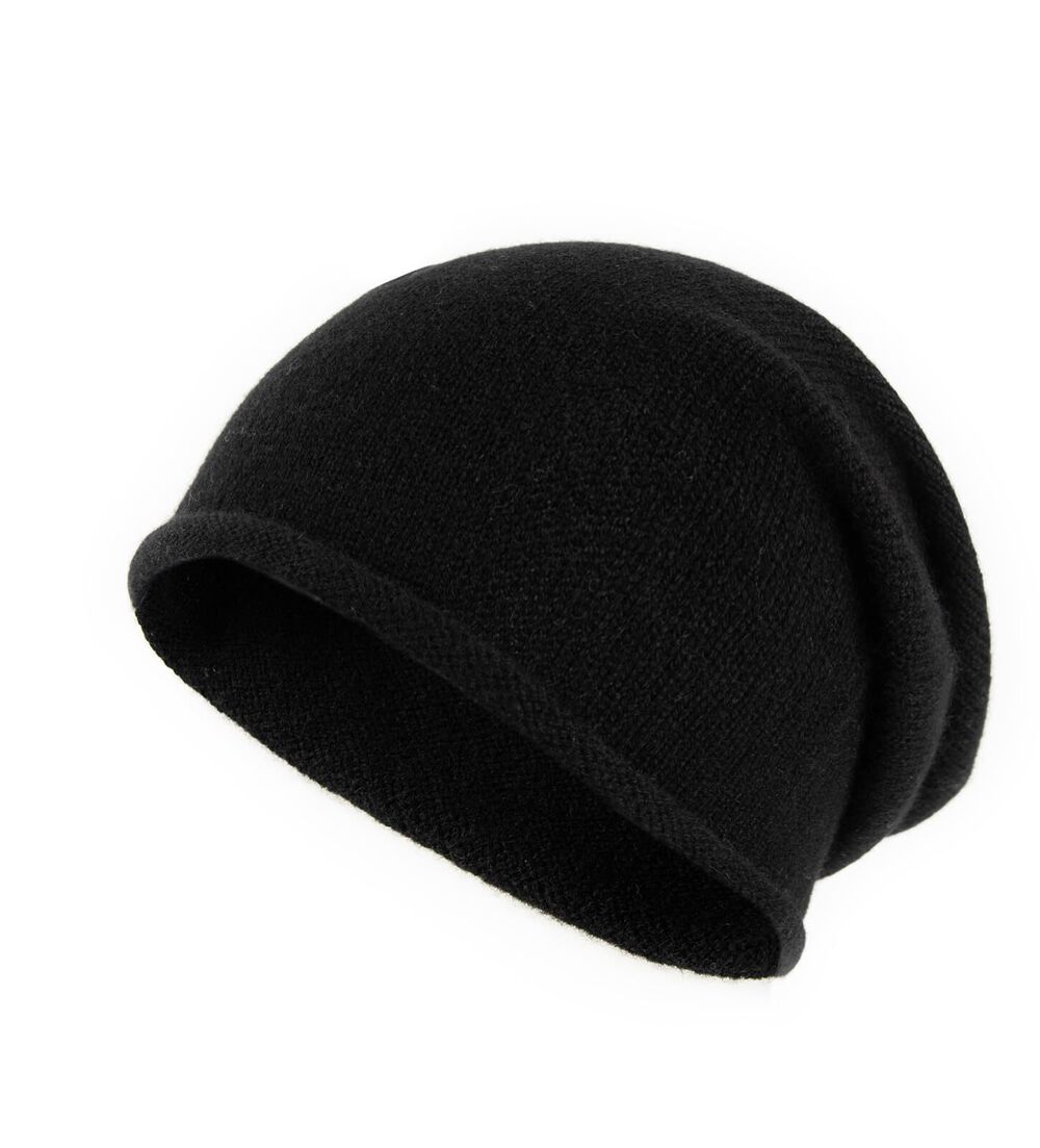 3866 100% Cashmere Slouchy Beanie Hat , Knitted Soft Warm Cashmere Skull